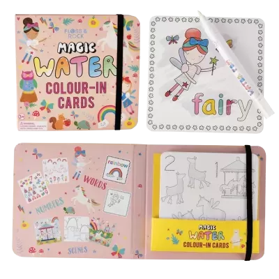 Conjunto infantil Magic Water Colour-In Cards para colorir com marcador de água e embalagem colorida
