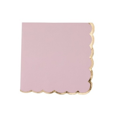 Guardanapo de papel cor-de-rosa com bordas douradas recortadas