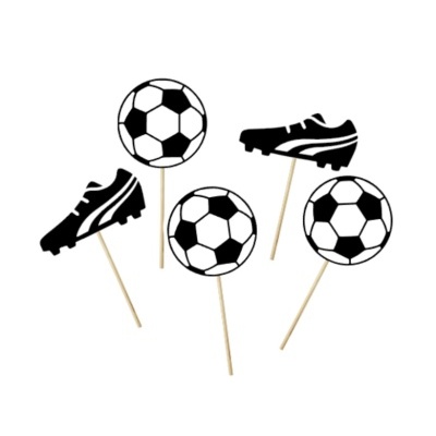 Toppers de festa temáticos de futebol com bolas e chuteiras em papel