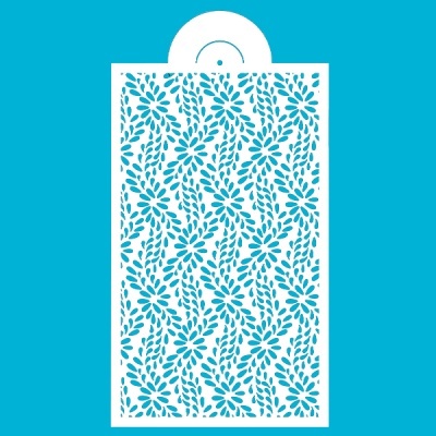 Cartão branco recortado com padrão floral azul