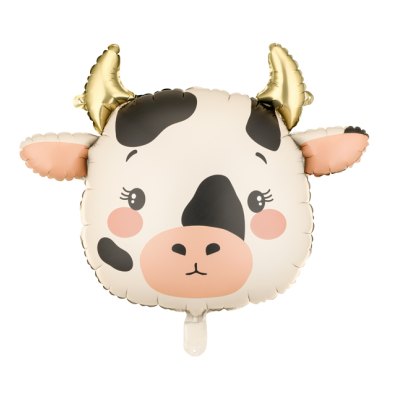 Balão em forma de cabeça de vaca com chifres dourados