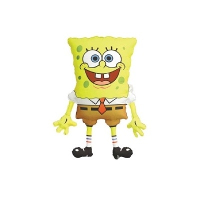 Balão do Bob Esponja amarelo com roupa castanha e branca