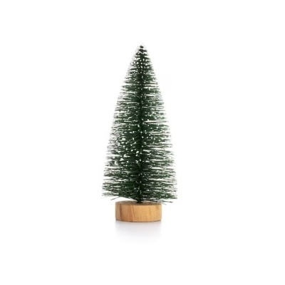 Pequena árvore de Natal decorativa verde com base em madeira