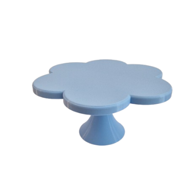 Prato para bolos azul claro em forma de flor com base redonda