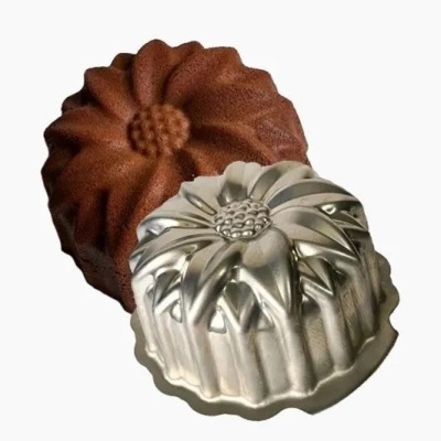 Forma de silicone para bolos em forma de flor, castanha e prata