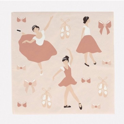 Pano de cozinha com bailarinas e sapatilhas de balé em tons rosa e branco