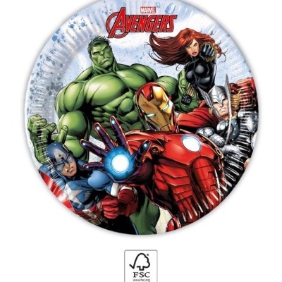 Prato de papel com estampa dos Avengers Marvel