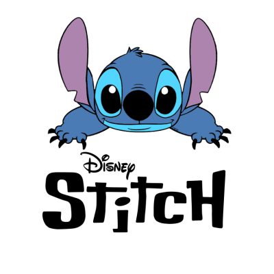 Desenho do personagem Stitch da Disney com texto