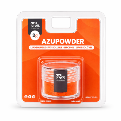 Pó laranja AZUPOWDER azucrén em embalagem de plástico