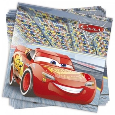 Guardanapos de papel com a imagem do filme Cars e personagem Lightning McQueen vermelho
