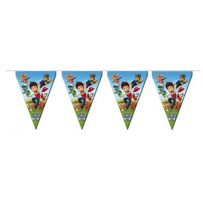 Bandeirolas triangulares Patrulha Pata com personagens e logótipo Paw Patrol