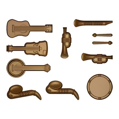 Ilustração de instrumentos musicais de madeira de cor castanha