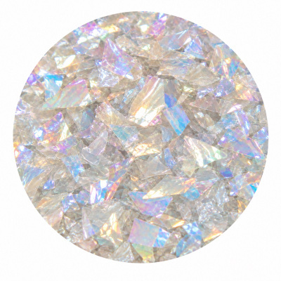 Fragmentos translúcidos iridescentes em várias cores