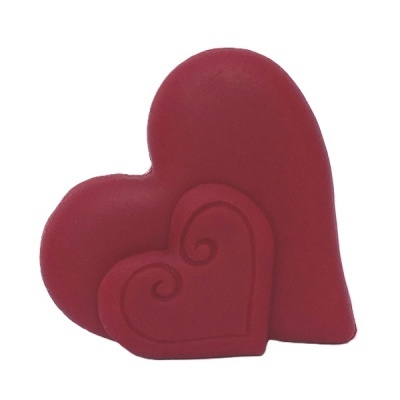 Dois corações vermelhos de silicone com padrão espiralado