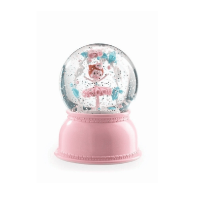 Globo de neve rosa com bailarina dentro