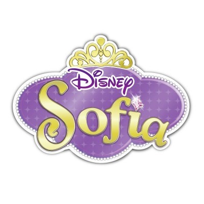 Logótipo Disney Sofia roxo com letras amarelas e coroa dourada