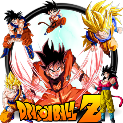 Ilustrações do Son Goku de Dragon Ball Z com texto DRAGON BALL Z