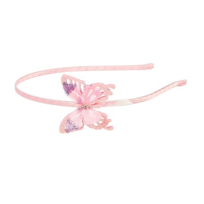 Tiara cor-de-rosa com borboleta decorativa