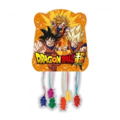 Produto Dragon Ball Super com personagens coloridos e cordões pendurados.