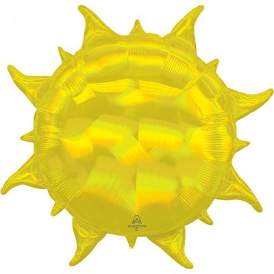 Balão metalizado amarelo em forma de sol com raios