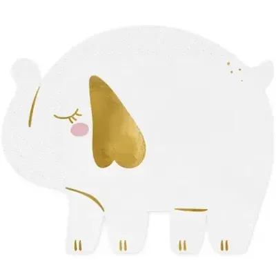 Prato infantil cerâmica forma elefante branco com orelhas douradas e olhos fechados