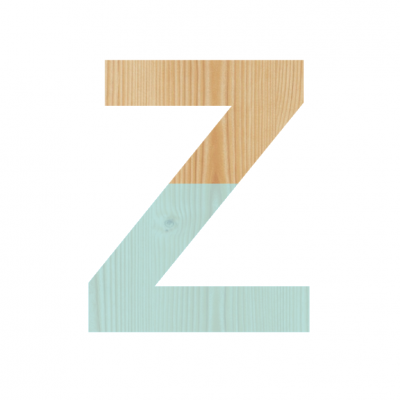 Letra Z de madeira natural e azul claro