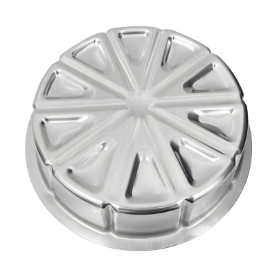 Embalagem plástica branca redonda com divisórias e relevo no topo