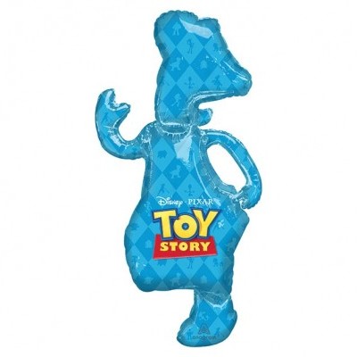 Balão azul em forma do Sr. Cabeça de Batata com logo Toy Story