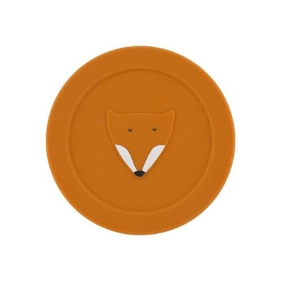 Prato redondo laranja com rosto de raposa em relevo
