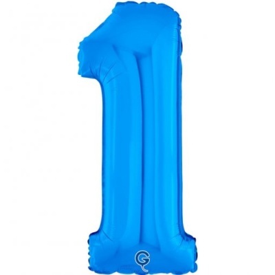 Balão insuflável azul em forma do número 1