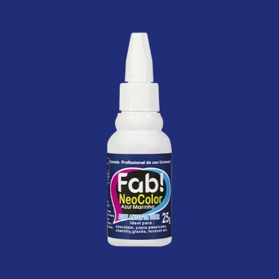 Frasco de tinta alimentícia Fab! NeoColor Azul Marinho com tampa branca e rótulo azul