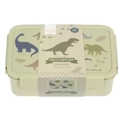 Caixa de almoço Bento bege com desenhos de dinossauros