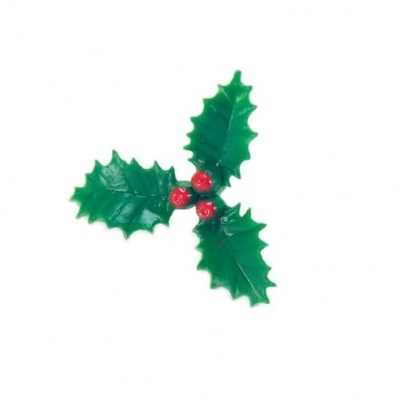 Folhas e bagas de azevinho verdes e vermelhas