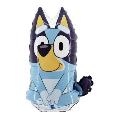 Balão azul de cão em material metálico brilhante