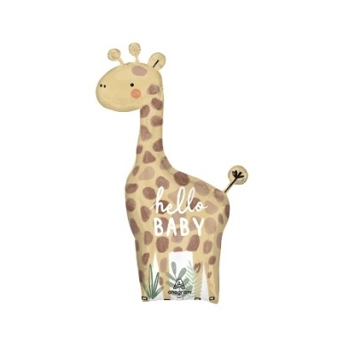 Pelúcia de girafa com texto hello BABY