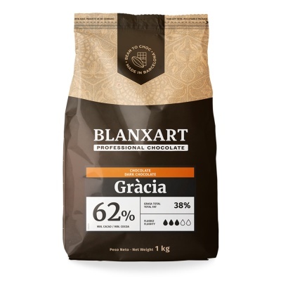 Embalagem de chocolate profissional Blanxart Gràcia 1 kg com 62% cacau