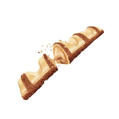 Barra de chocolate partida ao meio com cobertura de chocolate de leite e caramelo