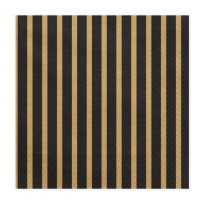 Guardanapo de papel com riscas verticais pretas e castanhas alternadas