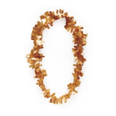 Guirlanda decorativa dourada com textura franjada