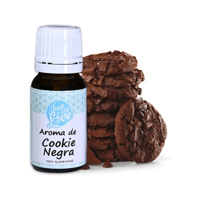 Frasco de aroma alimentar com bolachas de chocolate escuras