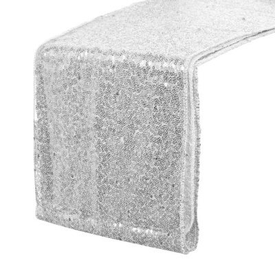 Caminho de mesa prateado com lantejoulas