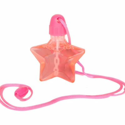 Frasco estrela rosa com cordão rosa