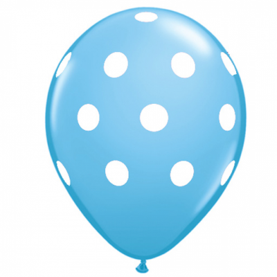 Balão azul claro com bolinhas brancas