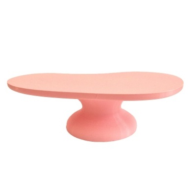 Suporte para bolo cor-de-rosa em cerâmica com base arredondada