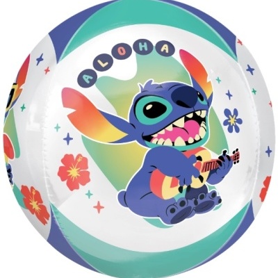 Bola de praia inflável com personagem Stitch e texto ALOHA
