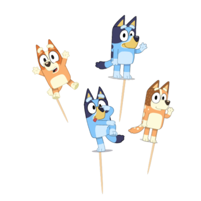 Toppers para bolos com personagens de desenho animado em palitos de madeira