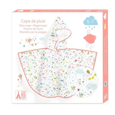Capa de chuva infantil colorida para idades 5-7 anos com padrão de flores e folhas