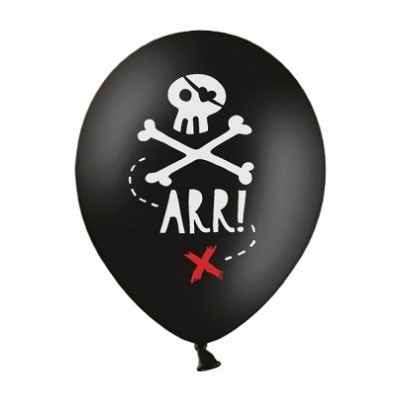 Balão preto com desenho de caveira e texto ARR!