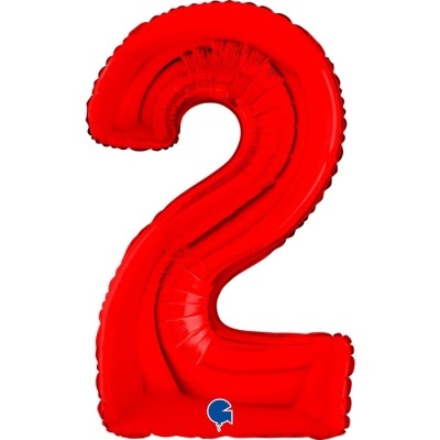 Balão metálico vermelho em forma número 2