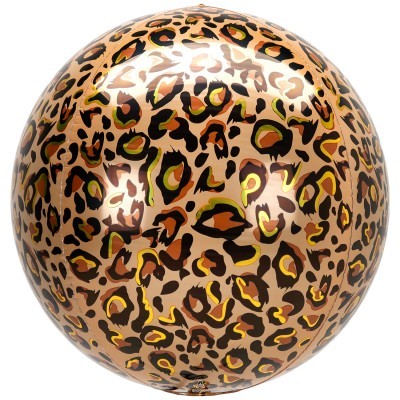Balão redondo com padrão animal print castanho e preto